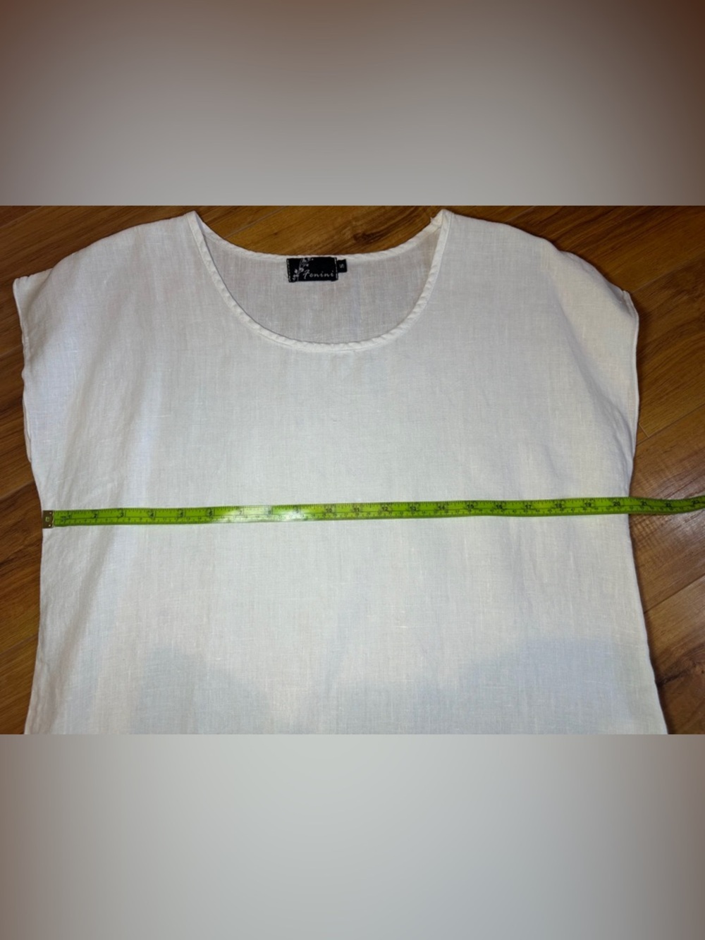 Fenini Cream/White Blouse with Short Sleeves Small 100% Linen - Picture 6 of 10